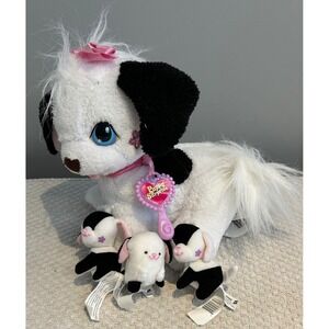 PUPPY SURPRISE WHITE & BLACK MUM & BABY PLUSH TOY DOG-2005-ED KAPLAN/HASBRO